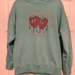 American Eagle Outfitters Green Crewneck Top with Graphic Print